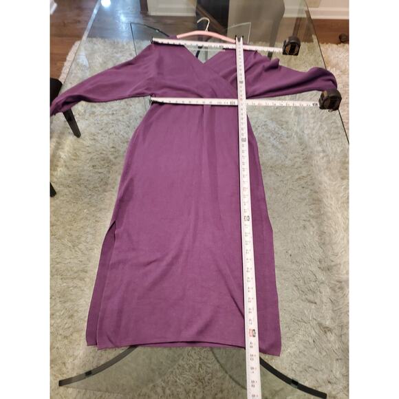 Womens Purple Viscose Wrap V Neck Long Sleeve Raglan Long Maxi Dress Size Large - Picture 8 of 12